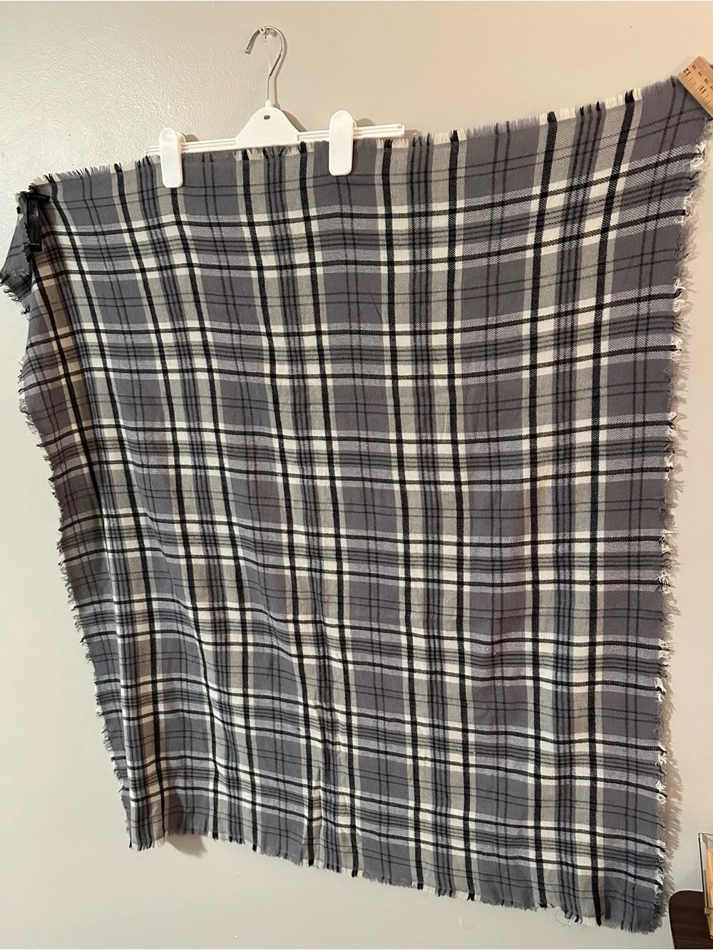 All Saints Black and Gray Plaid Men's Scarf